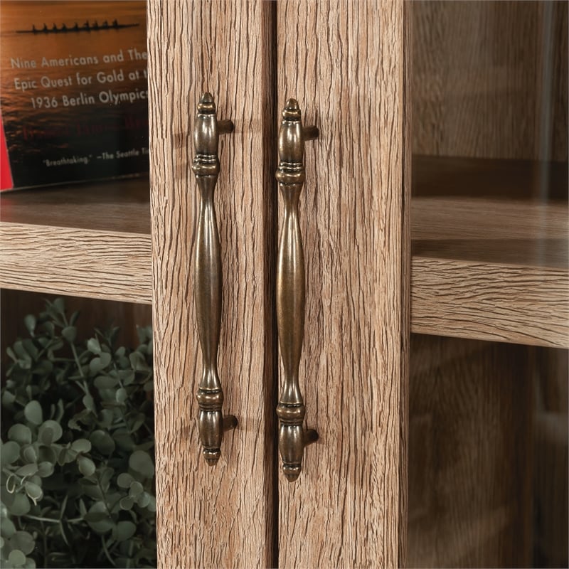 Pemberly Row Engineered Wood Library Hutch in Brushed Oak Finish