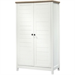 Pemberly Row Contemporary Tall Wood Storage Cabinet in Soft white