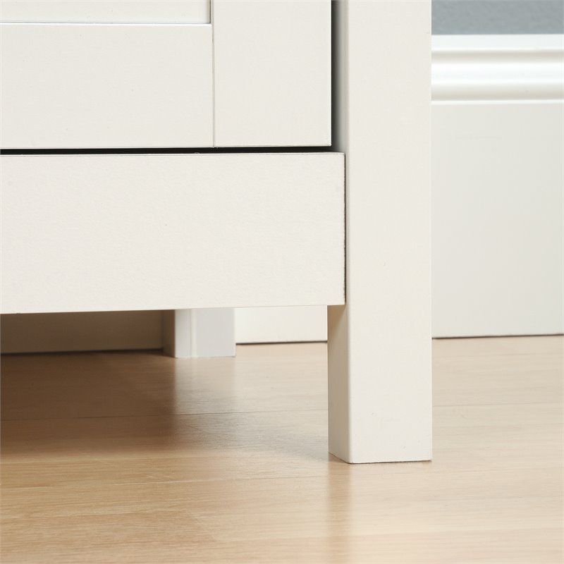 Pemberly Row Contemporary Tall Wood Storage Cabinet in Soft white