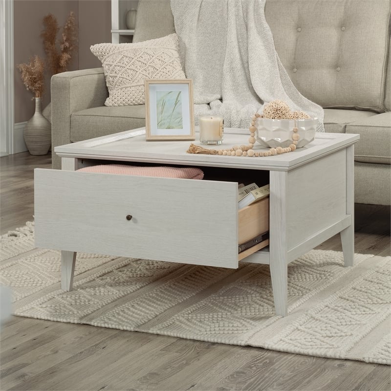 Pemberly Row Engineered Wood and Metal Coffee Table in Glacier Oak