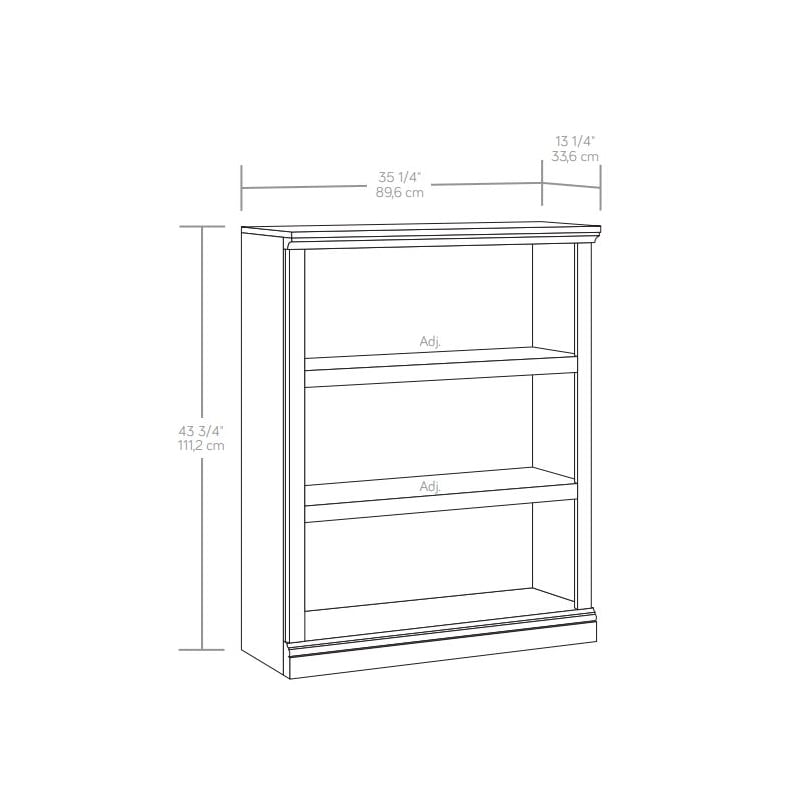 Pemberly Row Engineered Wood 3-Shelf Bookcase in Glacier Oak Finish