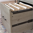 Pemberly Row Contemporary Engineered Wood/Metal L-Desk in Mystic Oak