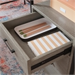 Pemberly Row Contemporary Engineered Wood/Metal L-Desk in Mystic Oak