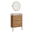 Pemberly Row Engineered Wood Shoe Organizer/Mirror in Natural Finish