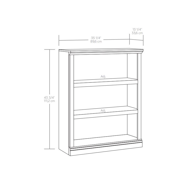 Pemberly Row Engineered Wood 3-Shelf Bookcase in Pacific Maple Finish