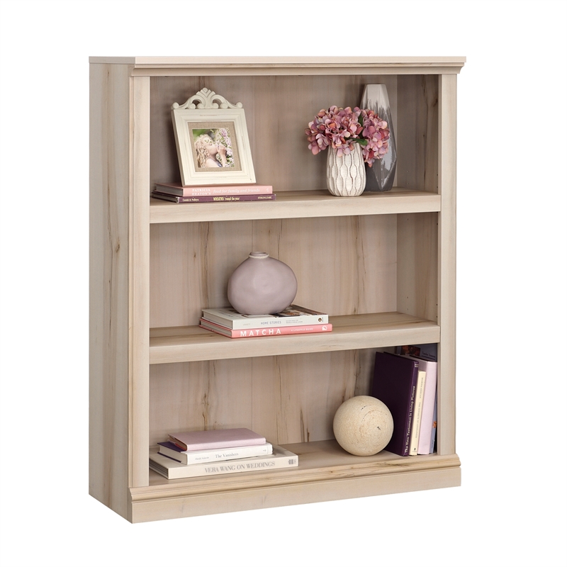 Pemberly Row Engineered Wood 3-Shelf Bookcase in Pacific Maple Finish