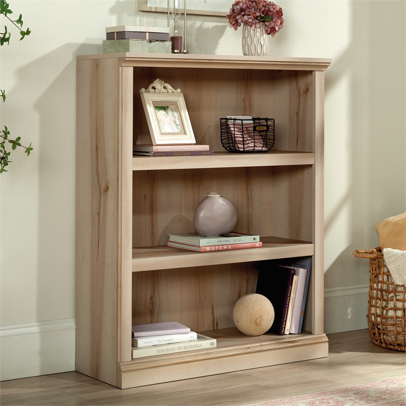Pemberly Row Engineered Wood 3-Shelf Bookcase in Pacific Maple Finish