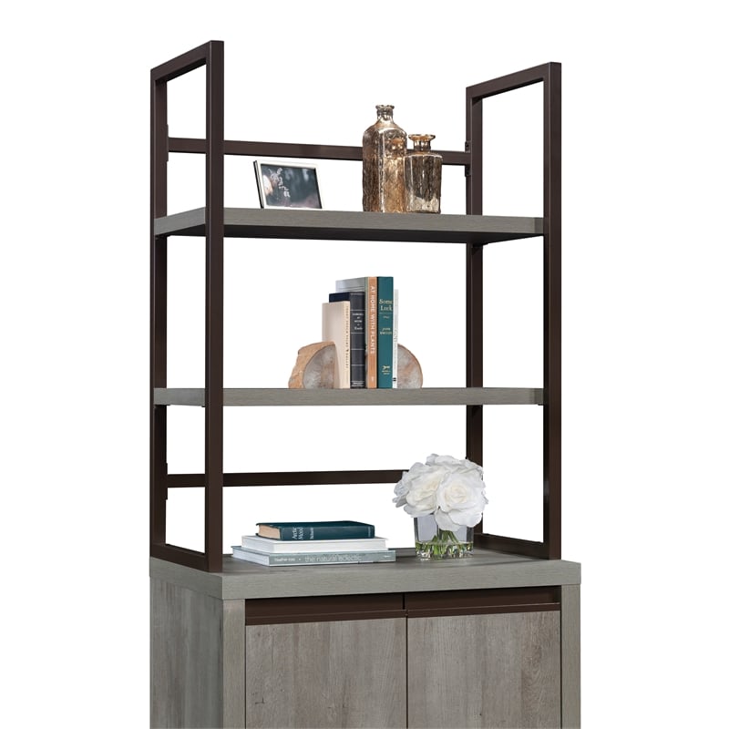 Pemberly Row Contemporary Engineered Wood Utility Hutch in Mystic Oak