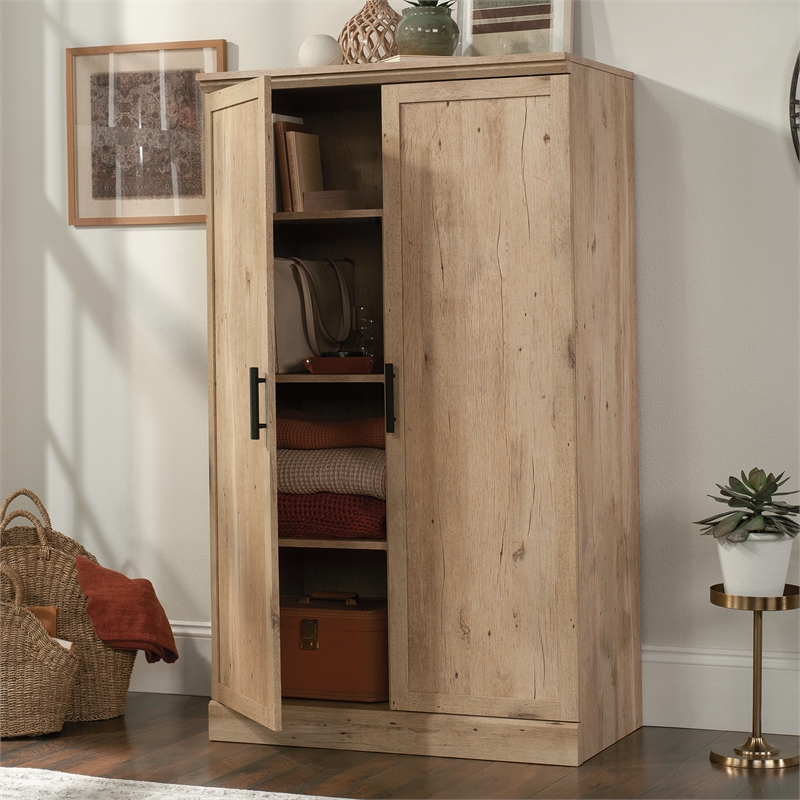 Pemberly Row Contemporary Engineered Wood Storage Cabinet in Prime Oak