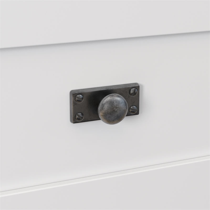 Pemberly Row Contemporary Engineered Wood Credenza Desk in White Finish