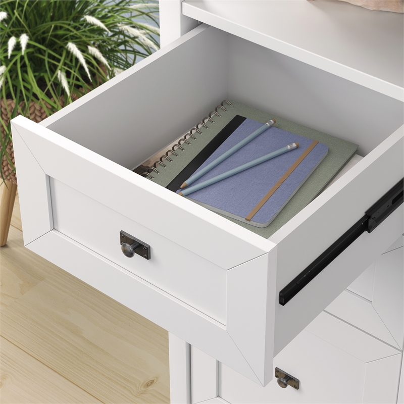 Pemberly Row Contemporary Engineered Wood Credenza Desk in White Finish