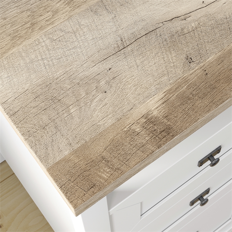 Pemberly Row Contemporary Engineered Wood Credenza Desk in White Finish