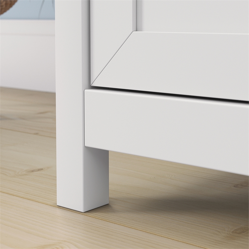 Pemberly Row Contemporary Engineered Wood Credenza Desk in White Finish