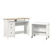 Pemberly Row Contemporary Engineered Wood Credenza Desk in White Finish