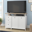 Pemberly Row Contemporary Engineered Wood Credenza Desk in White Finish