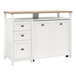 Pemberly Row Contemporary Engineered Wood Credenza Desk in White Finish