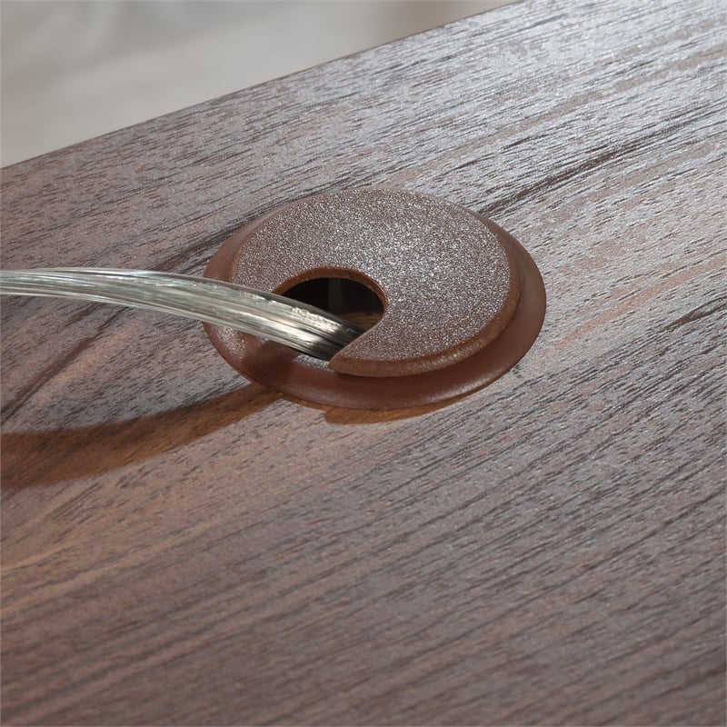 Pemberly Row Contemporary Engineered Wood L-Desk in Grand Walnut Finish