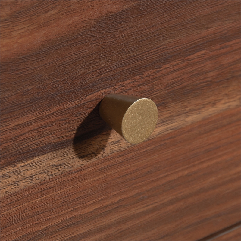 Pemberly Row Contemporary Engineered Wood L-Desk in Grand Walnut Finish