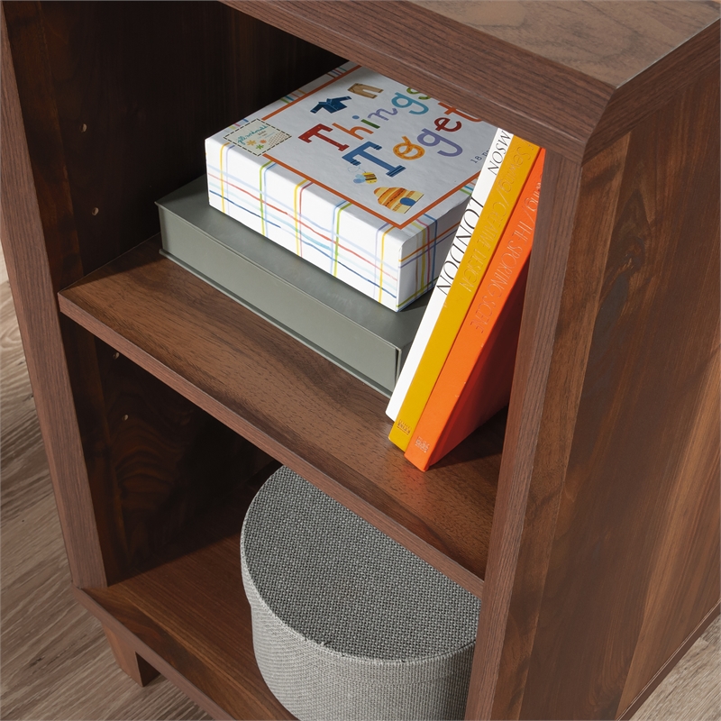 Pemberly Row Contemporary Engineered Wood L-Desk in Grand Walnut Finish