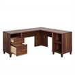 Pemberly Row Contemporary Engineered Wood L-Desk in Grand Walnut Finish