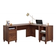 Pemberly Row Contemporary Engineered Wood L-Desk in Grand Walnut Finish