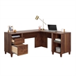 Pemberly Row Contemporary Engineered Wood L-Desk in Grand Walnut Finish
