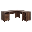 Pemberly Row Contemporary Engineered Wood L-Desk in Grand Walnut Finish
