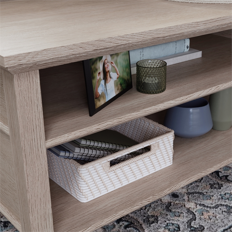 Pemberly Row Engineered Wood Lift Top Coffee Table in Cascade Oak Finish