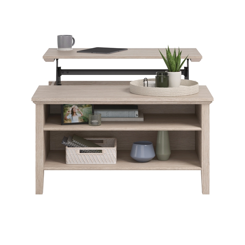 Pemberly Row Engineered Wood Lift Top Coffee Table in Cascade Oak Finish