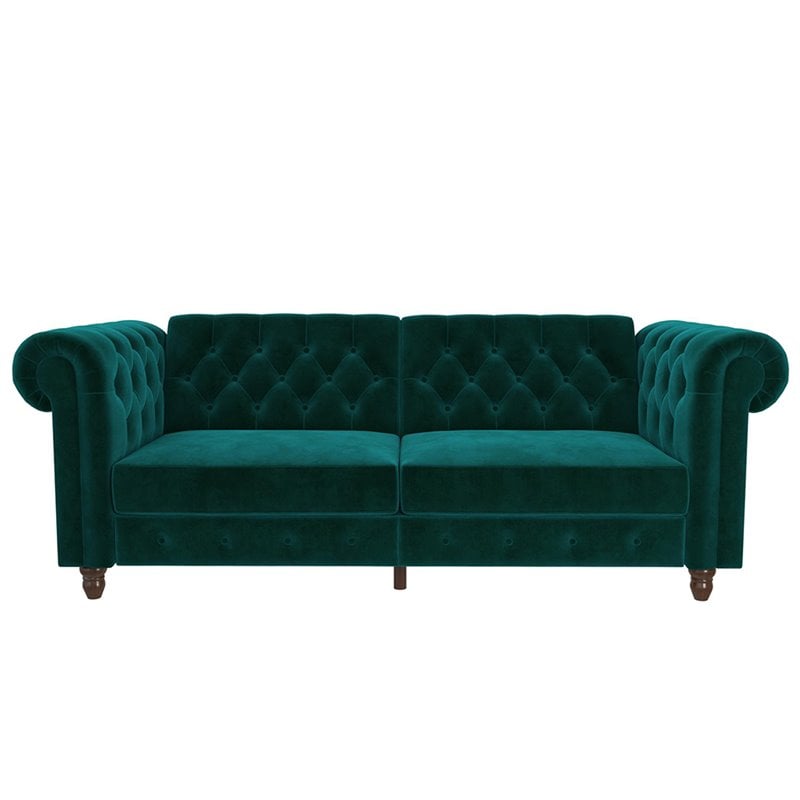 Pemberly Row Modern / Contemporary Tufted Sleeper Sofa in Green Finish