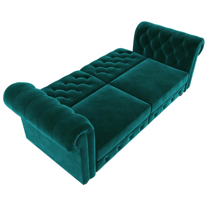 Pemberly Row Modern / Contemporary Tufted Sleeper Sofa in Green Finish