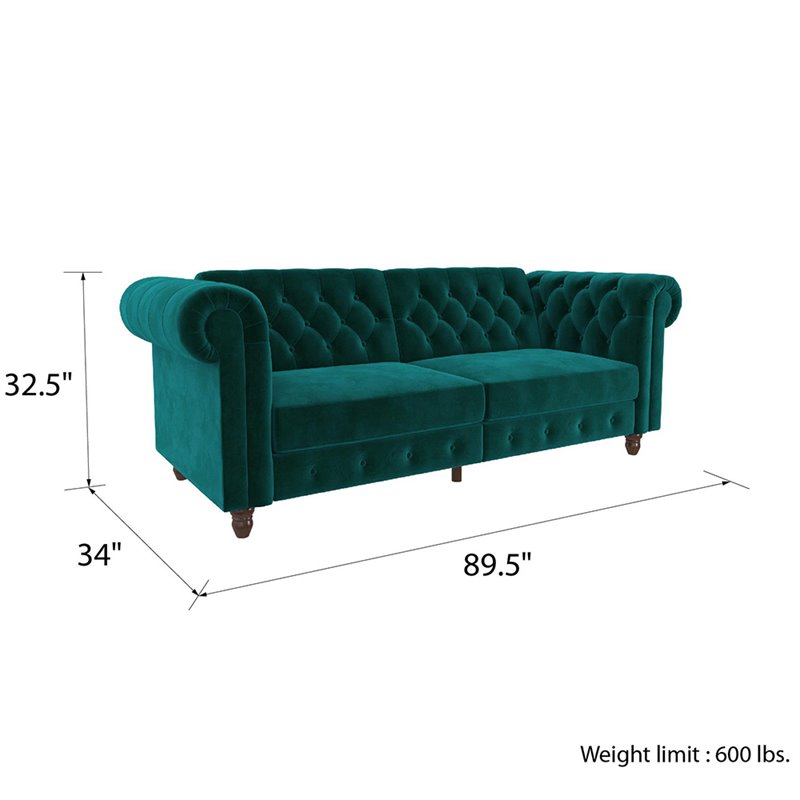 Pemberly Row Modern / Contemporary Tufted Sleeper Sofa in Green Finish