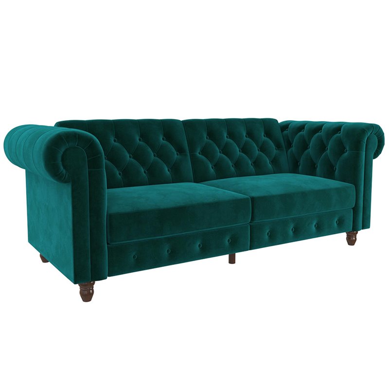 Pemberly Row Modern / Contemporary Tufted Sleeper Sofa in Green Finish