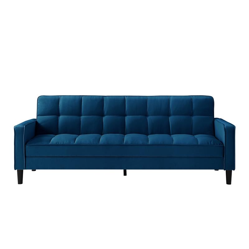 Pemberly Row Modern Linen Fabric Convertible Sleeper Sofa in Blue
