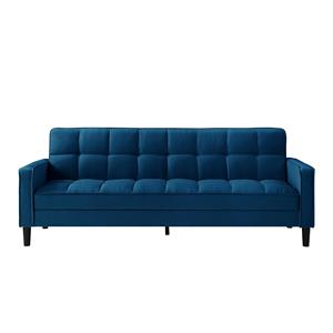 Pemberly Row Modern Linen Fabric Convertible Sleeper Sofa in Blue