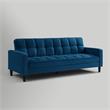 Pemberly Row Modern Linen Fabric Convertible Sleeper Sofa in Blue
