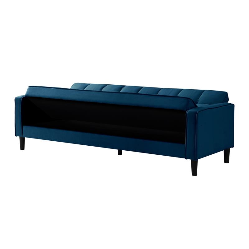 Pemberly Row Modern Linen Fabric Convertible Sleeper Sofa in Blue