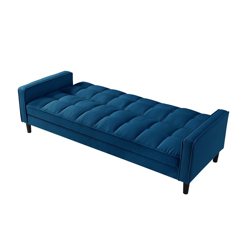 Pemberly Row Modern Linen Fabric Convertible Sleeper Sofa in Blue