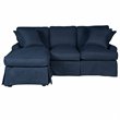 Pemberly Row Fabric Slipcovered Reversible Chaise Sleeper Sofa in Navy