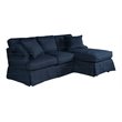 Pemberly Row Fabric Slipcovered Reversible Chaise Sleeper Sofa in Navy