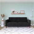 Pemberly Row Tufted Futon and Upholstered Sofa Sleeper Bed in Black Velvet