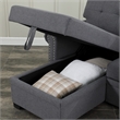 Pemberly Row Reversible Fabric Sleeper Sofa with Storage Chaise in Dark Gray