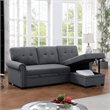 Pemberly Row Reversible Fabric Sleeper Sofa with Storage Chaise in Dark Gray