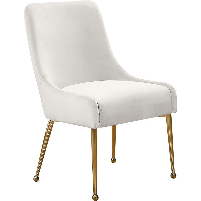 Pemberly Row Modern Cream Velvet Dining Chair Finish (Set of 2)