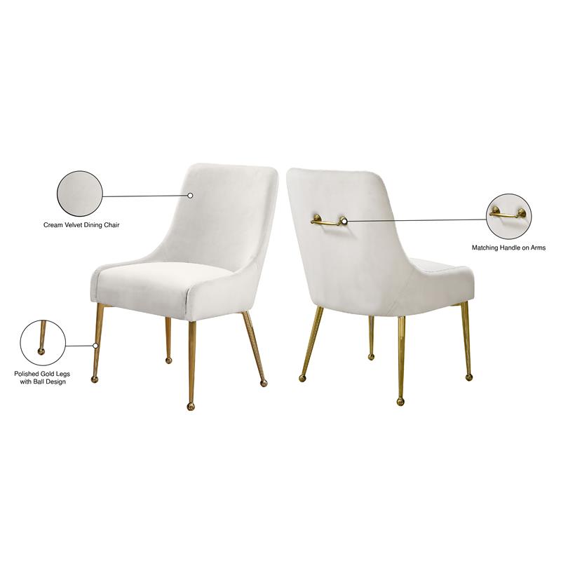 Pemberly Row Modern Cream Velvet Dining Chair Finish (Set of 2)