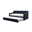 Pemberly Row Modern Twin Daybed and Trundle in Blue Velvet