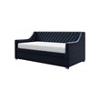 Pemberly Row Modern Twin Daybed and Trundle in Blue Velvet