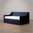 Pemberly Row Modern Twin Daybed and Trundle in Blue Velvet