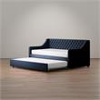 Pemberly Row Modern Twin Daybed and Trundle in Blue Velvet