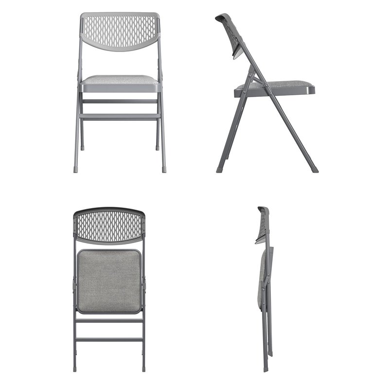 Pemberly Row Modern Ultra Comfort Folding Chair in Gray (4-pack)
